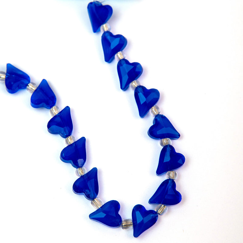 Faceted Crystal Side-Heart Bead Strand