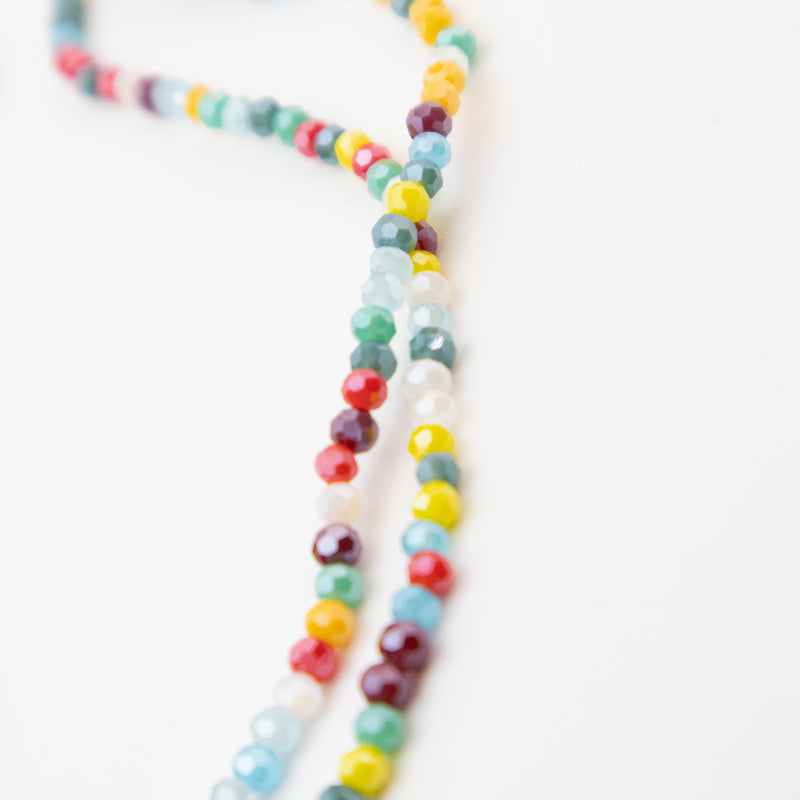 Multicolor Opaque Round Glass Bead Strands