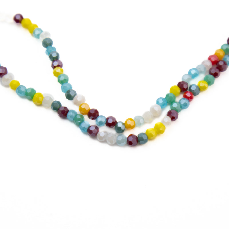 Multicolor Opaque Round Glass Bead Strands