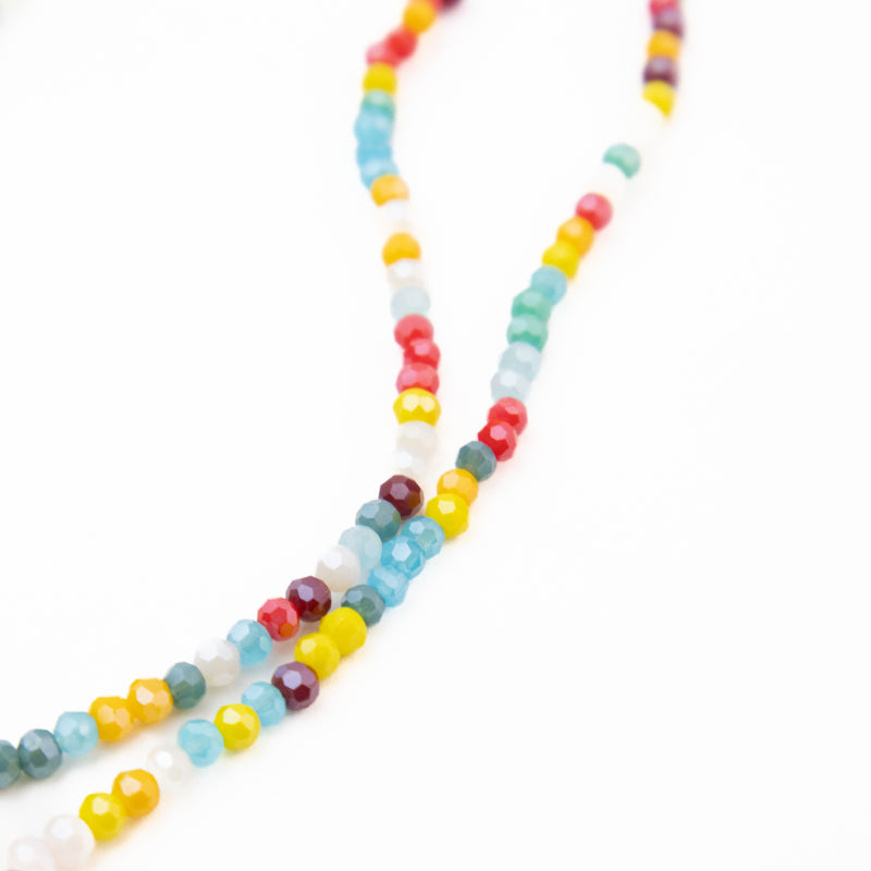 Multicolor Opaque Round Glass Bead Strands