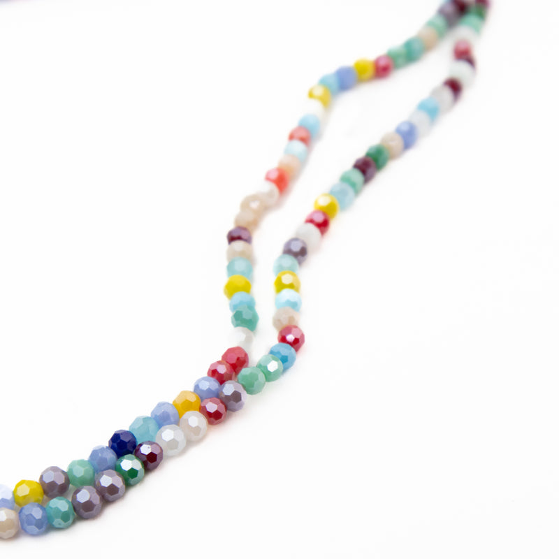 Multicolor Opaque Round Glass Bead Strands