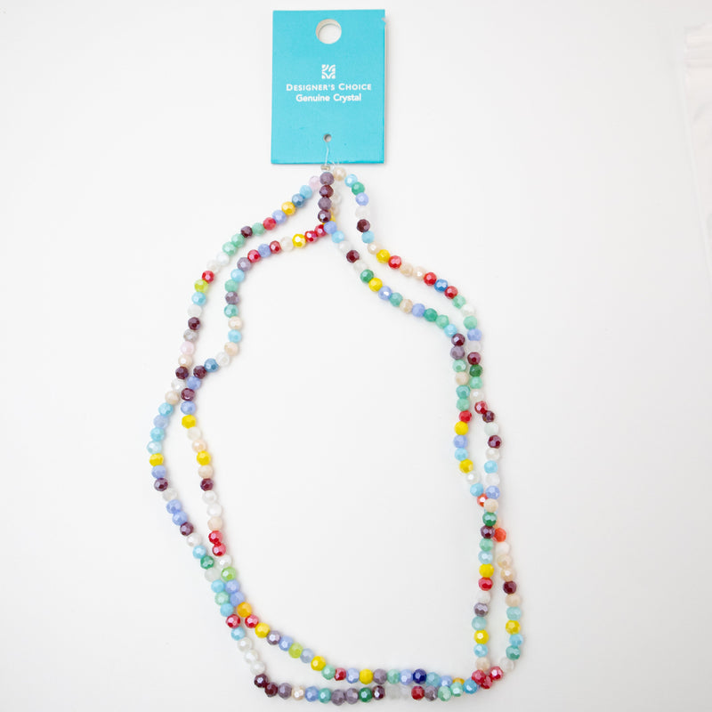 Multicolor Opaque Round Glass Bead Strands