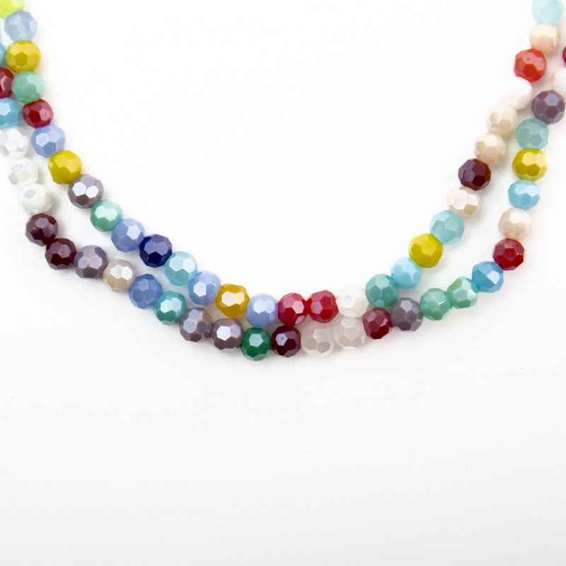 Multicolor Opaque Round Glass Bead Strands