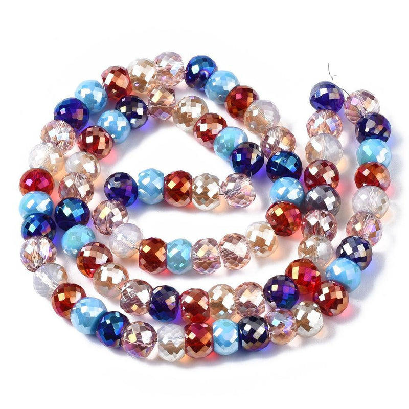 Electroplate Glass Faceted Bead Strand AB Color Plated