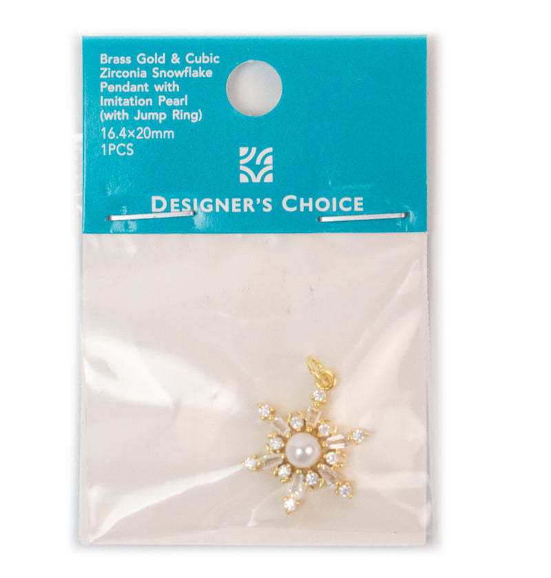 Cubic Zirconia Gold Snowflake Pendant