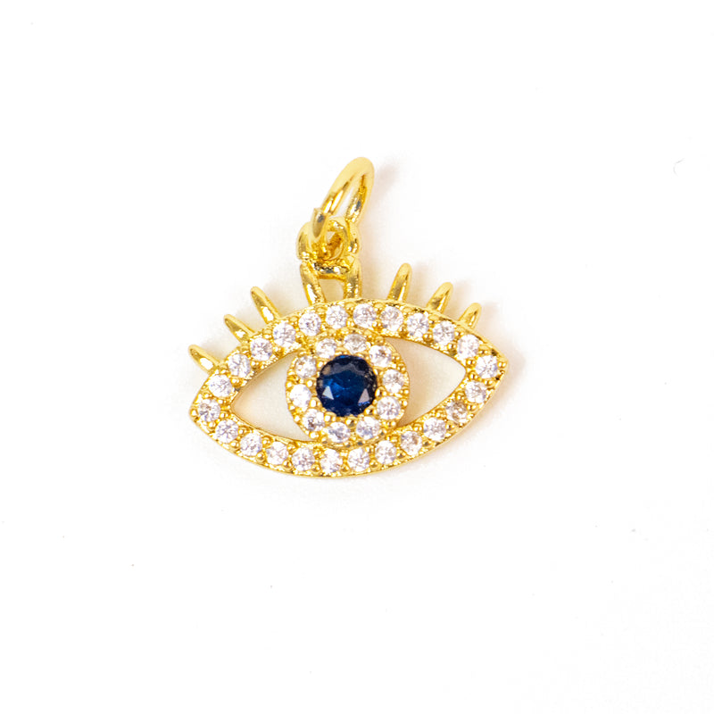 Cubic Zirconia Gold Plated Evil Eye Pendant