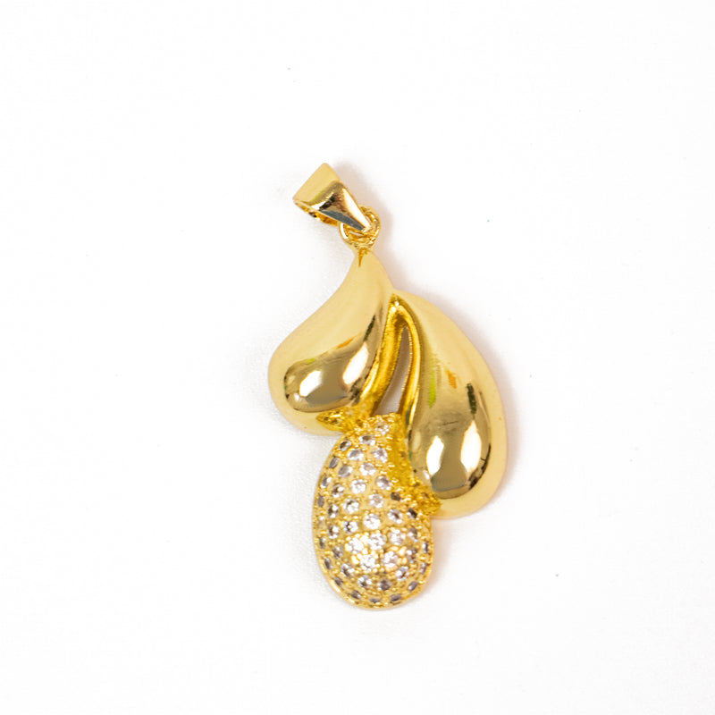 Cubic Zirconia Gold Plated Triple Drop Charm with Bail