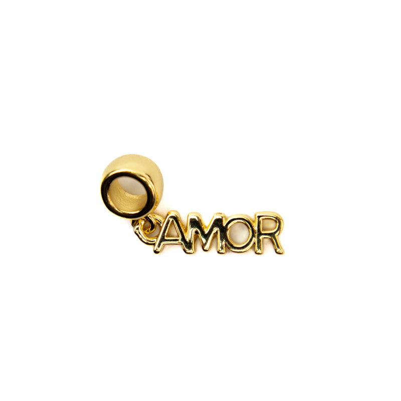 Brass Gold Word "Amor" Pendant