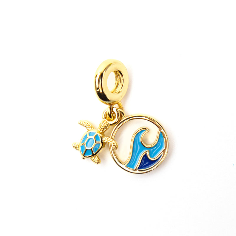 Brass Gold Enamel Ocean Pendant