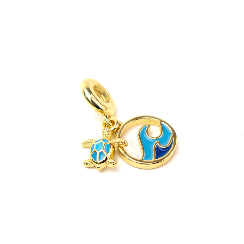 Brass Gold Enamel Ocean Pendant