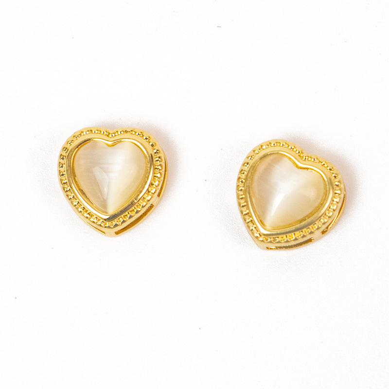 Cubic Zirconia Gold Plated Heart Beads