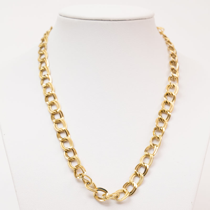 Stainless Steel Gold Double Link Necklace