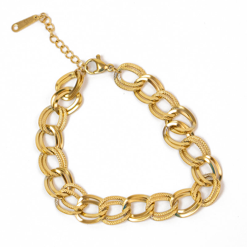 Stainless Steel Gold Double Link Bracelet