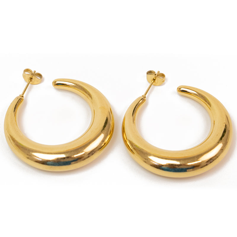 Stainless Steel Gold Chunky Hoop Earrings