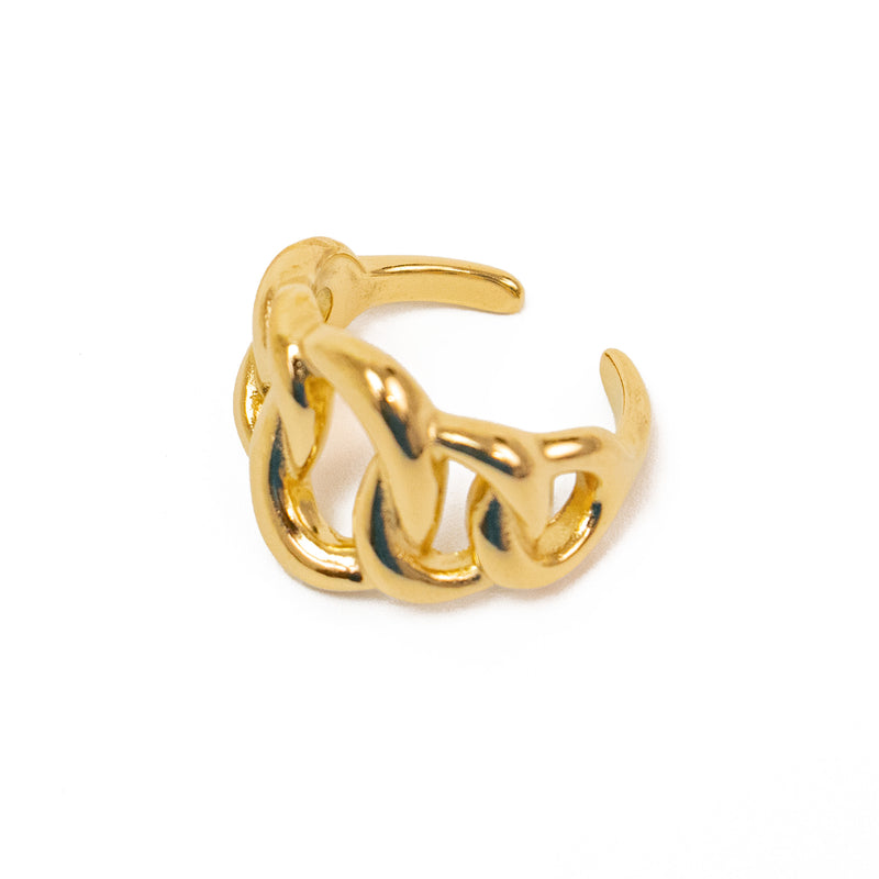 Stainless Steel Gold Adjustable Linked Ring