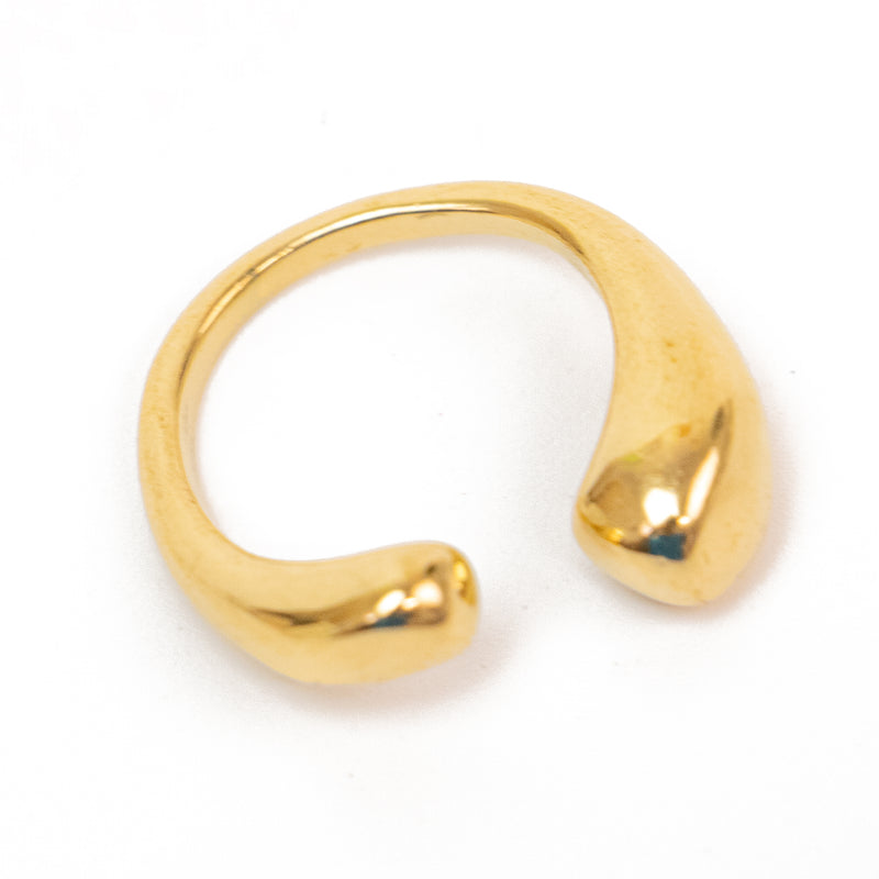 Stainless Steel Gold Asymmetric Round Ends Adjustable Ring