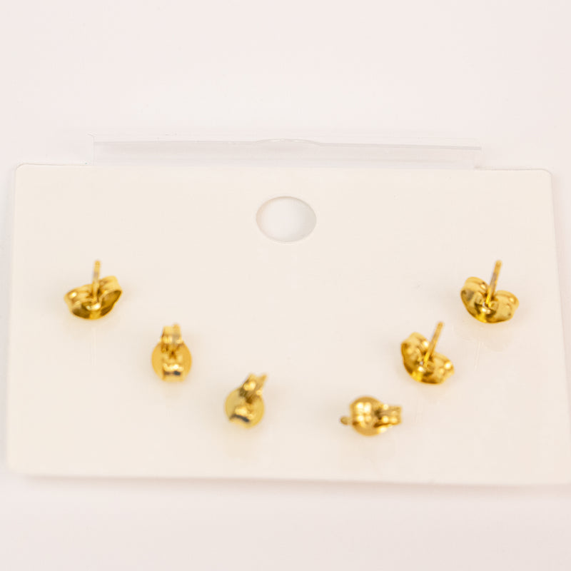 Stainless Steel Gold Earrings with Rhinestones (Assorted Shapes)