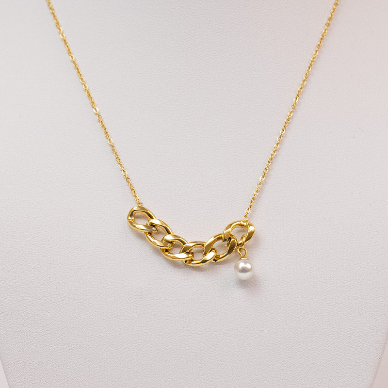 Stainless Steel Gold Necklace with Link Connector