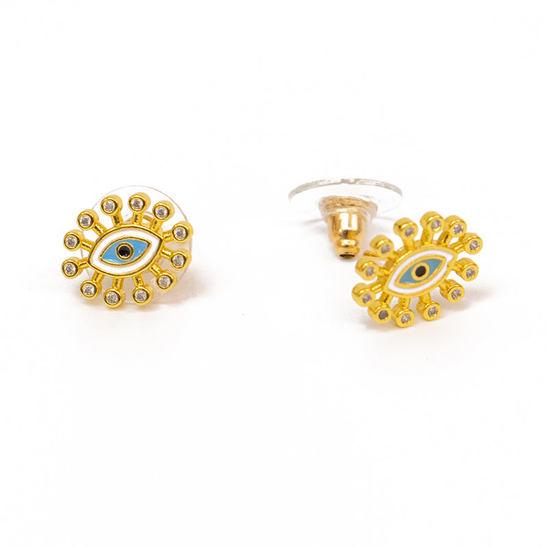 Stainless Steel Evil Eye Gold Earrings Studs