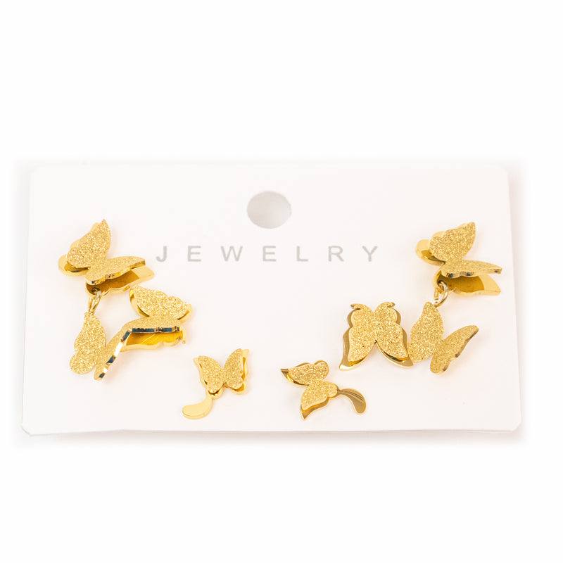 Stainless Steel Gold Butterfly Earring Studs