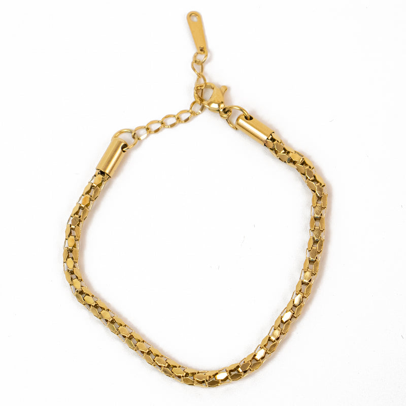 Stainless Steel Gold Box Chain Bracelet with Extension