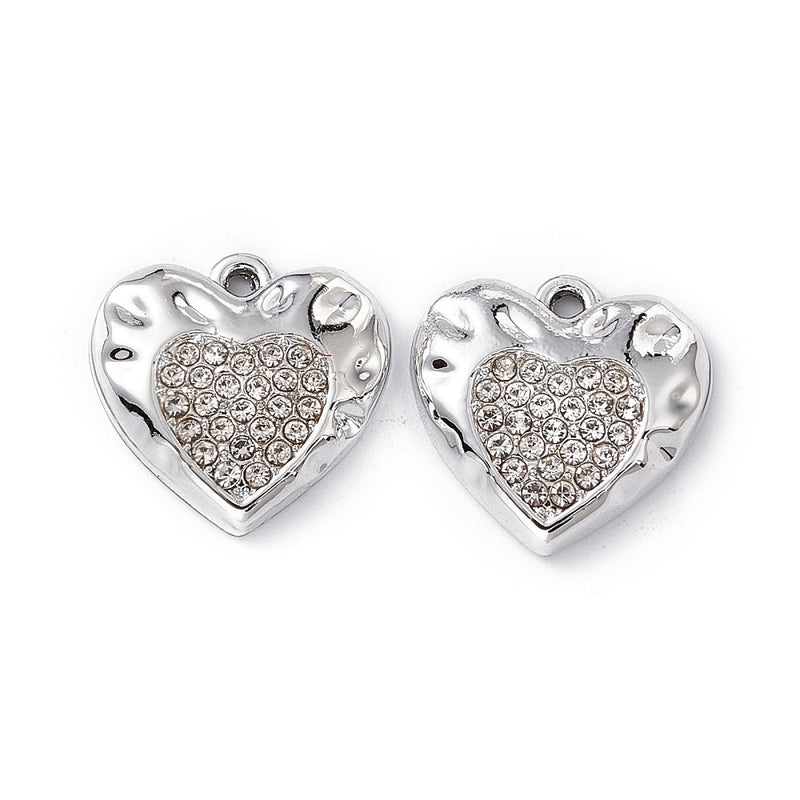 Alloy Rhinestone Gold and Silver Hearts Charms