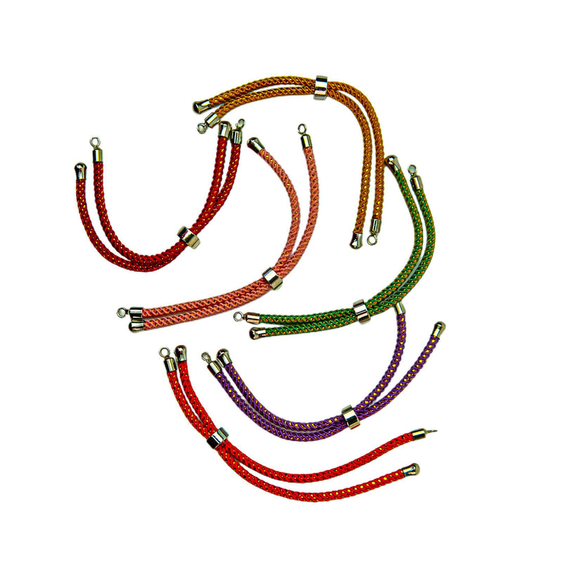 Adjustable Nylon Cord Slider Bracelet Mixed Colors with Brass Findings