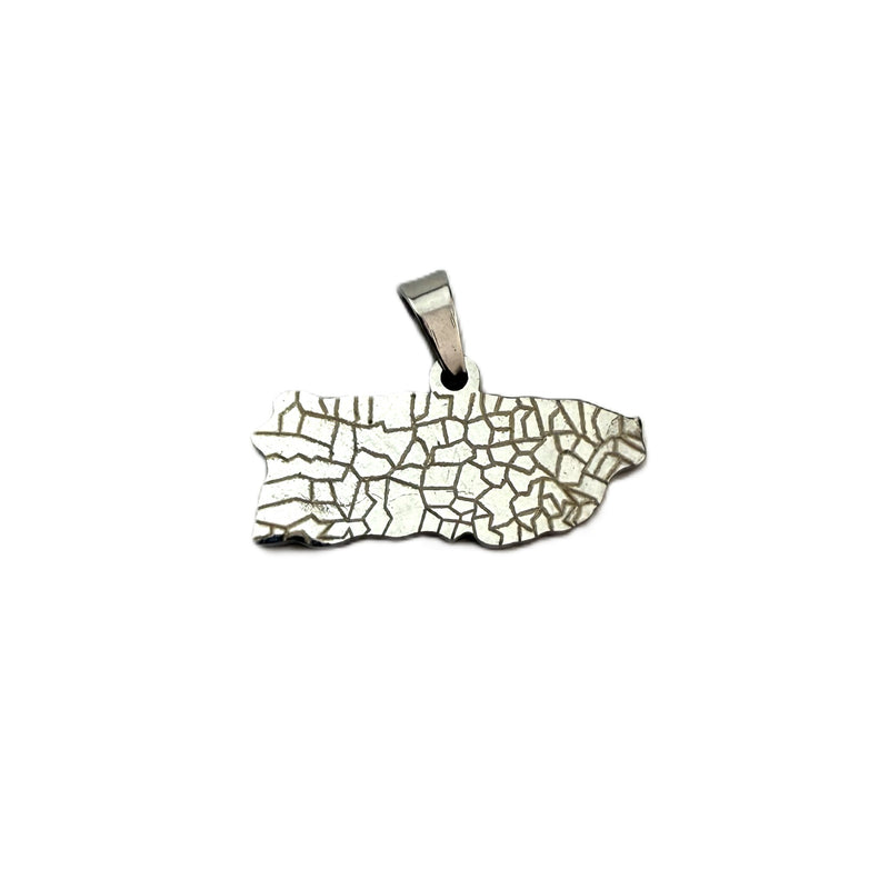 Stainless Steel Puerto Rico Map Charm