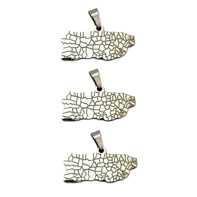 Stainless Steel Puerto Rico Map Charm
