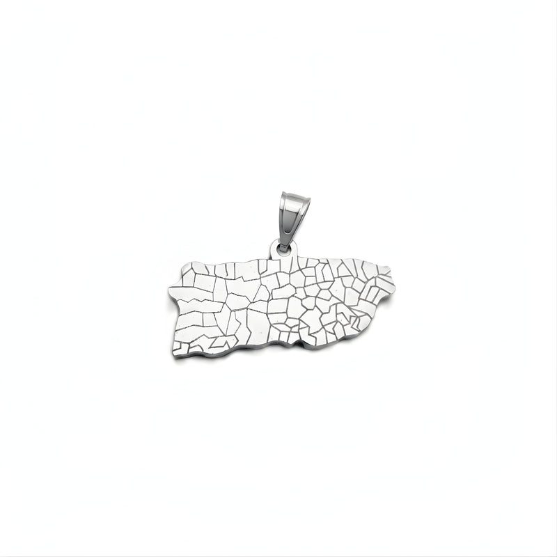 Stainless Steel Puerto Rico Map Charm