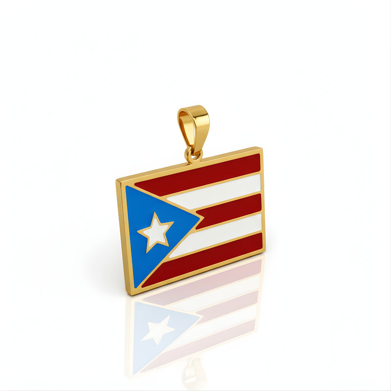 Stainless Steel Charm Puerto Rico Flag