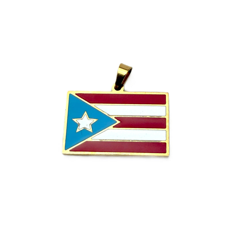Stainless Steel Charm Puerto Rico Flag
