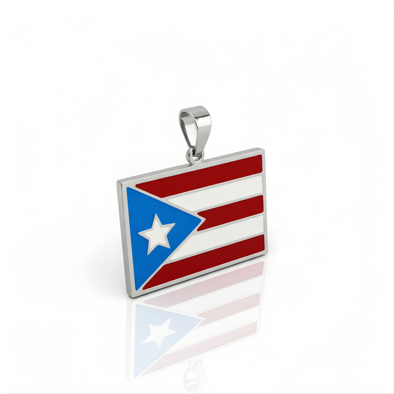 Stainless Steel Charm Puerto Rico Flag