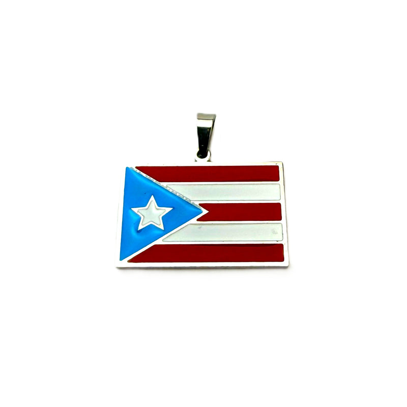 Stainless Steel Charm Puerto Rico Flag