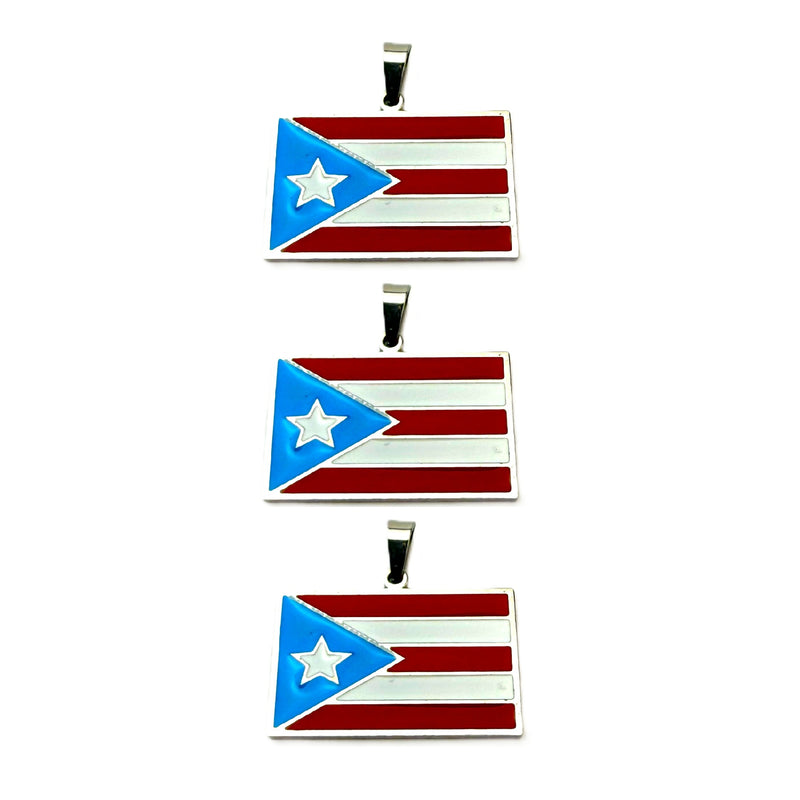 Stainless Steel Charm Puerto Rico Flag