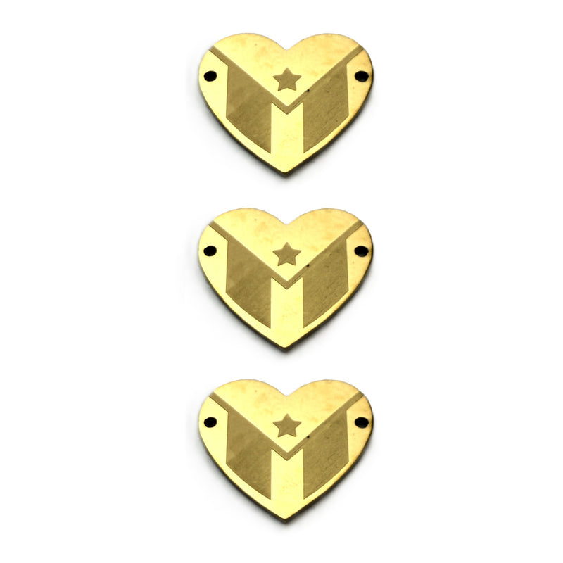 Stainless Steel Puerto Rico Flag Heart Connector