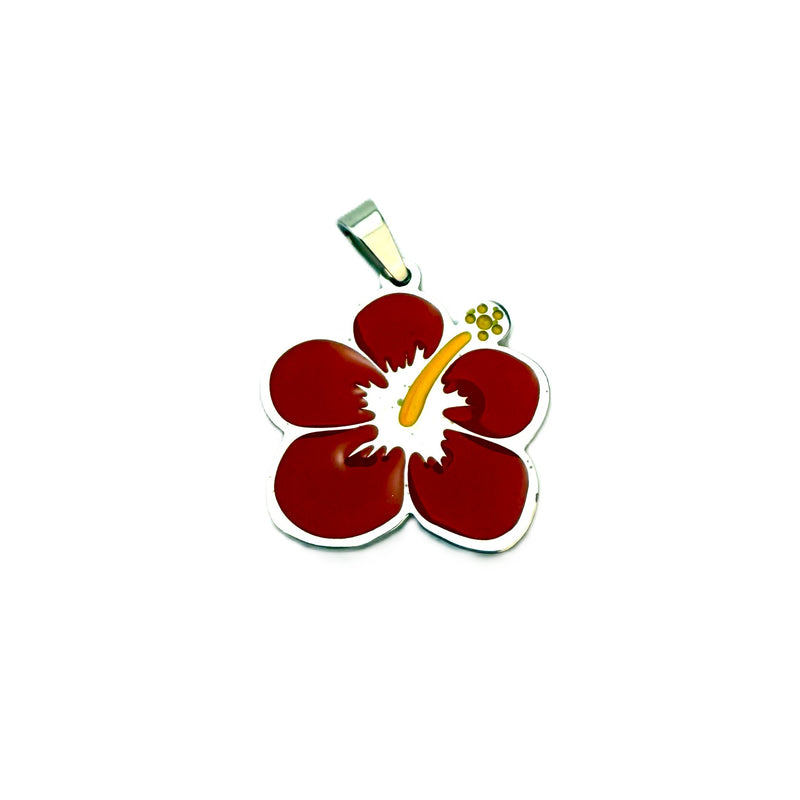 Stainless Steel Maga Flower Charm with Enamel