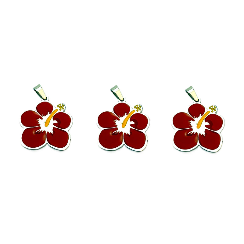 Stainless Steel Maga Flower Charm with Enamel