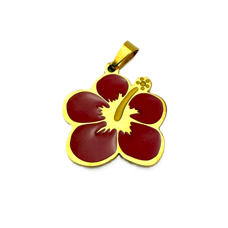 Stainless Steel Maga Flower Charm with Enamel