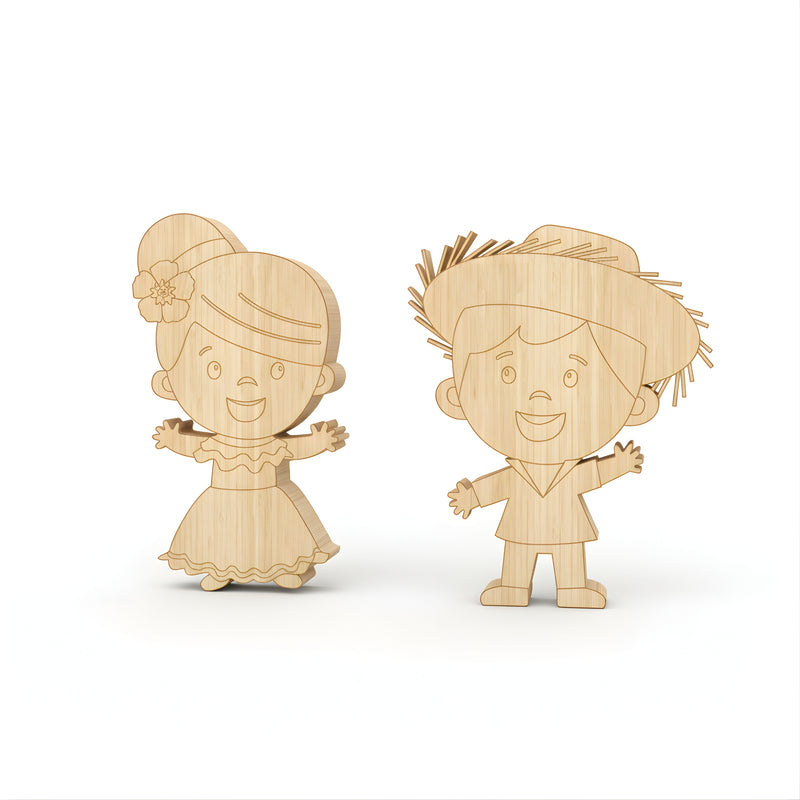 Wood Cut Out Boricua Set Special (Jibaro Kids)