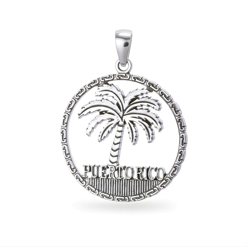 (25mm) Stainless Steel Puerto Rico Palm Tree Pendant