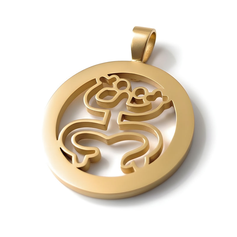 Stainless Steel Puerto Rico Coqui Taino Round Pendant