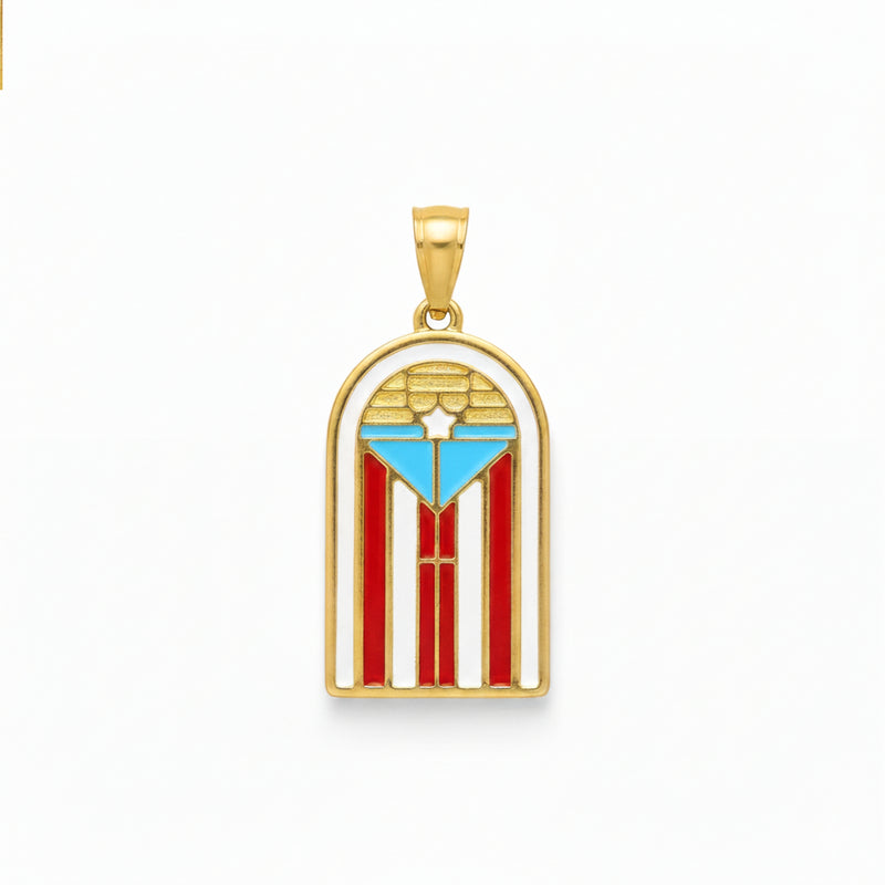 Stainless Steel Gold Puerto Rico Flag Door Pendant with enamel
