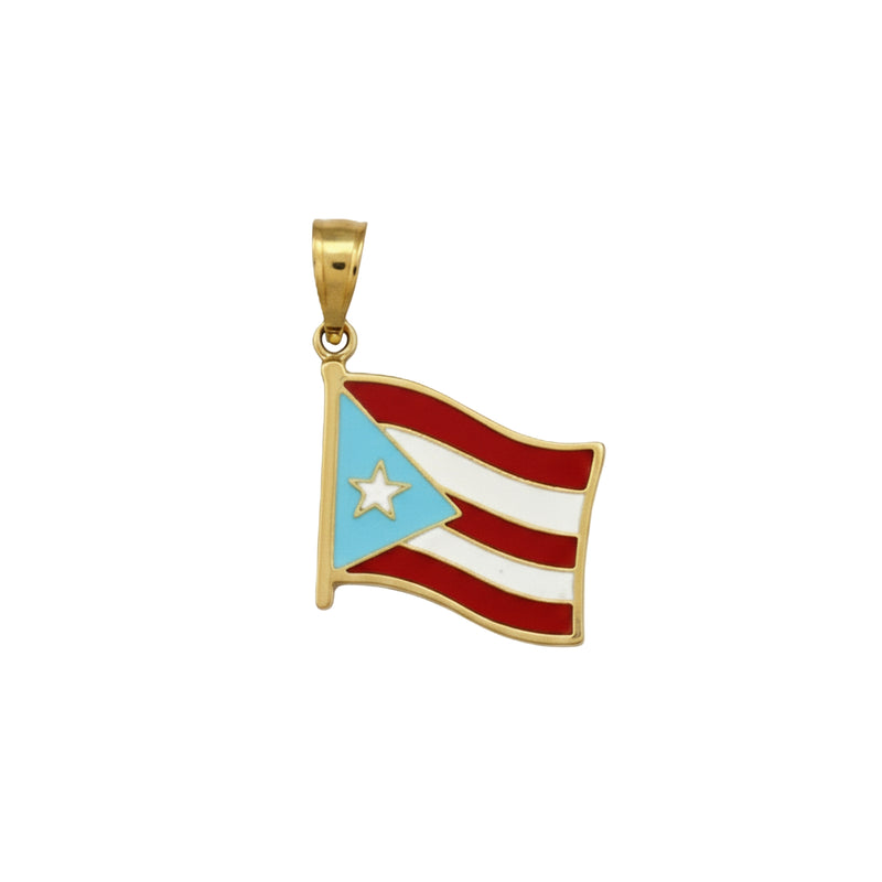 Stainless Steel Puerto Rico Flag Pendant