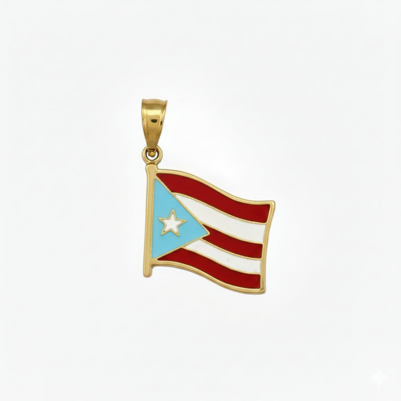 Stainless Steel Puerto Rico Flag Pendant