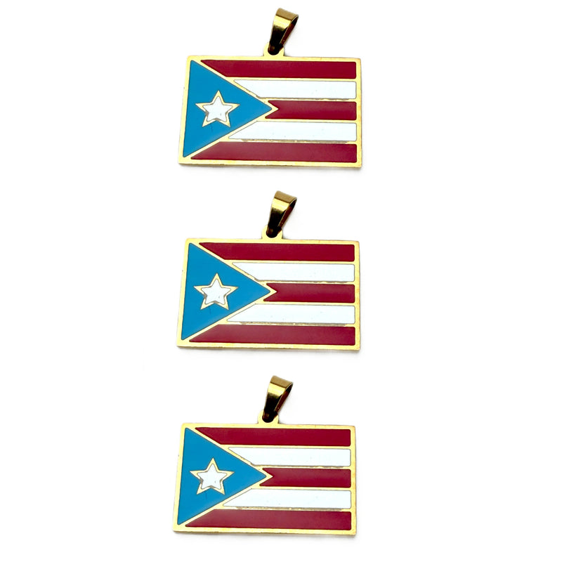 Stainless Steel Charm Puerto Rico Flag