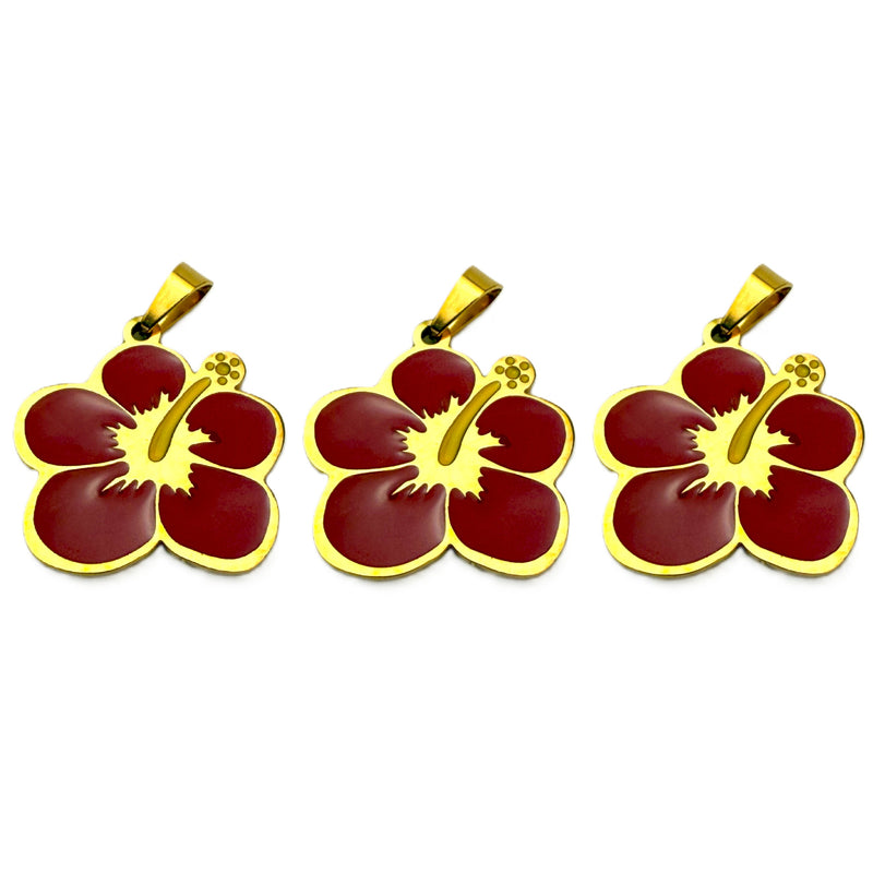 Stainless Steel Maga Flower Charm with Enamel