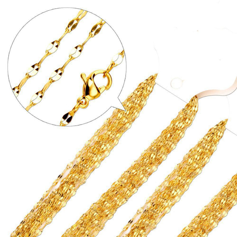 Stainless Steel Dapped Chain Necklaces Gold