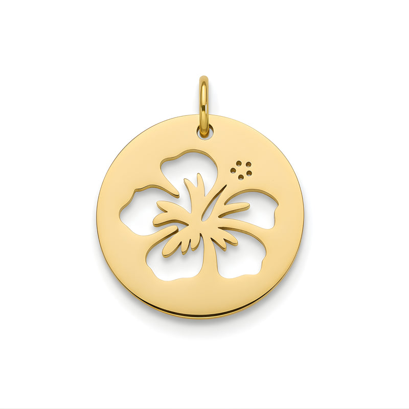 Stainless Steel Silver Maga Flower Round Pendant