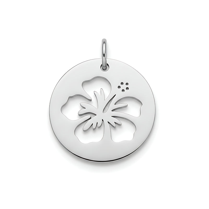 Stainless Steel Silver Maga Flower Round Pendant